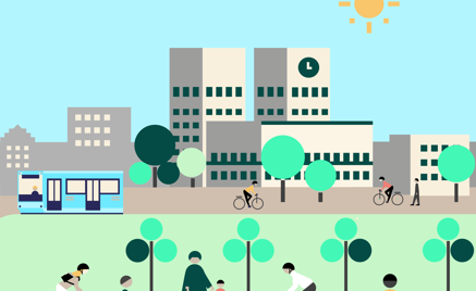 En gruppe mennesker som sykler