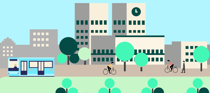 En gruppe mennesker som sykler