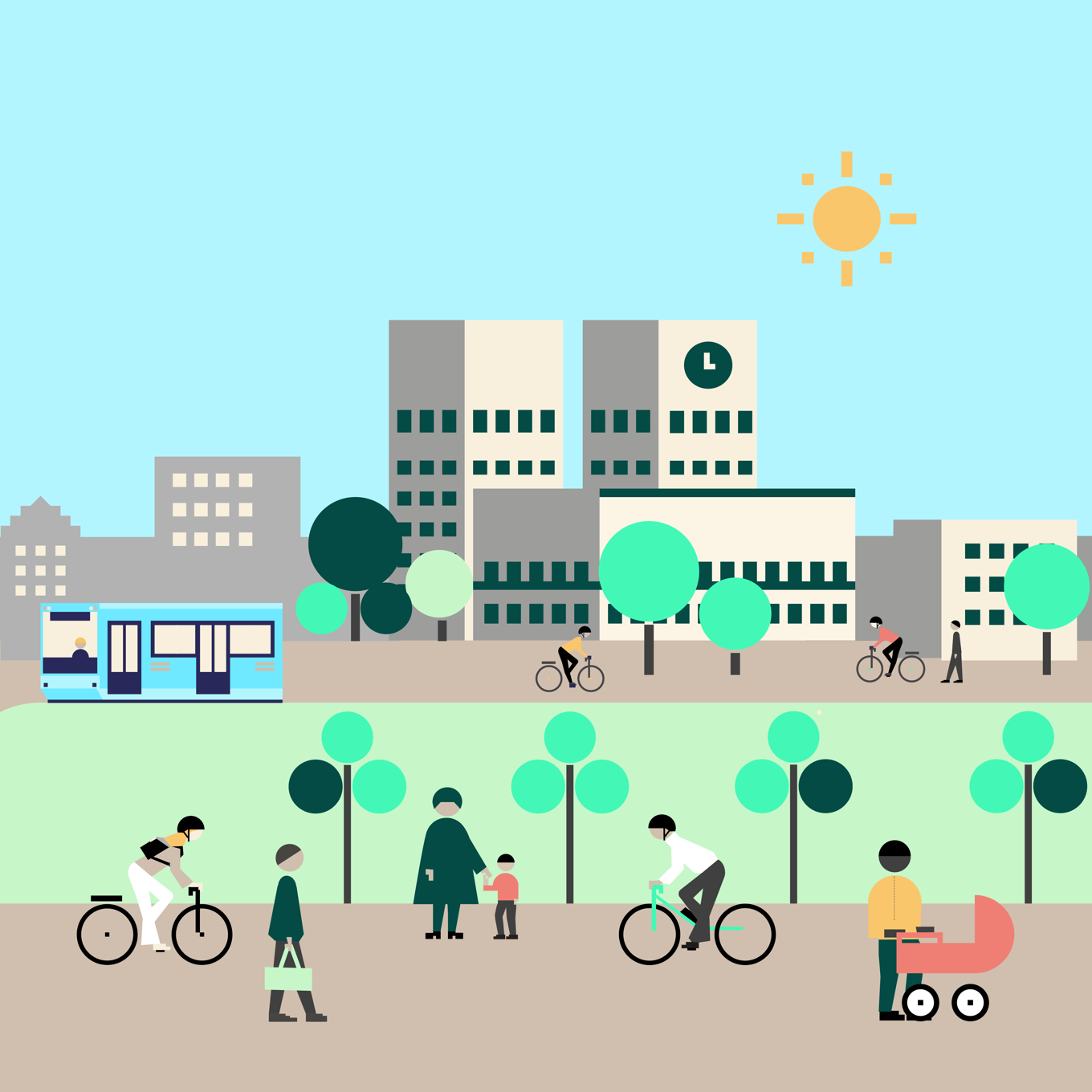 En gruppe mennesker som sykler En gruppe mennesker som sykler